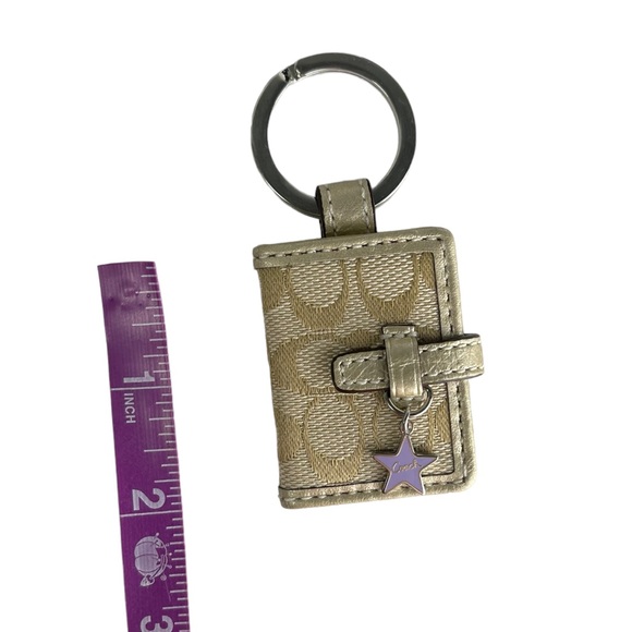 COACH Canvas Keychain and Photo Holder with Rare Metal Star Coach Charm - Picture 3 of 5